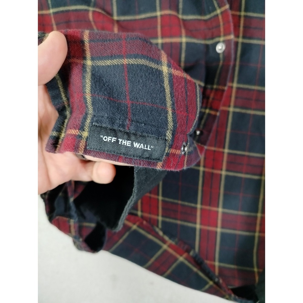 Vans Shirt Mens Medium Red Plaid Hooded Flannel Skater Skatelife Grunge Casual - Picture 6 of 14